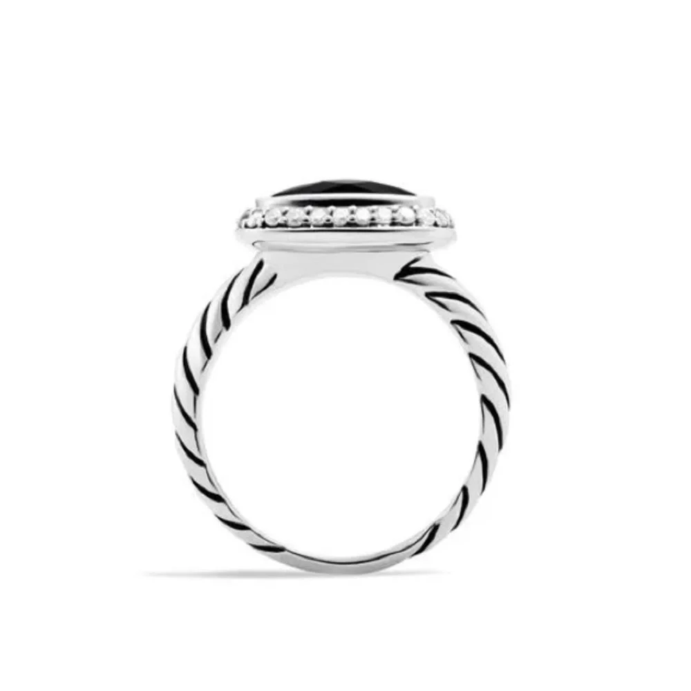 David Yurman Black Onyx Cable Ring with Pavé Diamonds